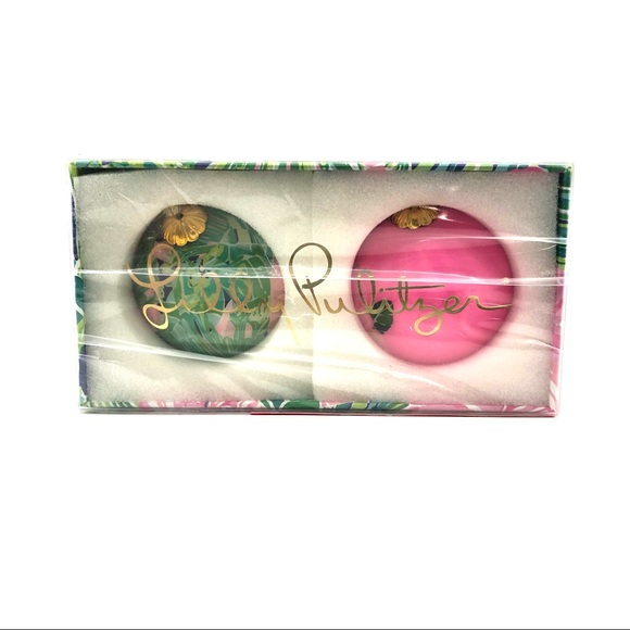 Lilly Pulitzer Other - Lilly Pulitzer Pink Green Island Escape Ornament Allover Holiday Ornaments (2)